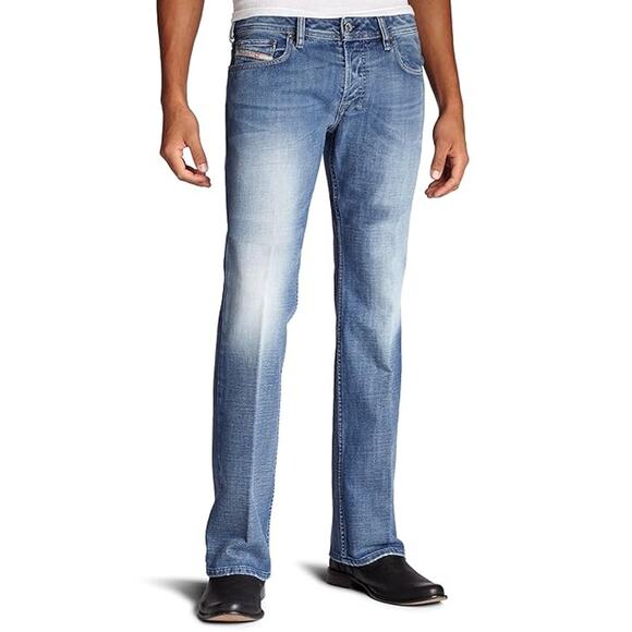 Diesel Zatiny Slim Micro-Bootcut Jeans Denim Button Fly Low Rise Blue 40x34 - Picture 1 of 10